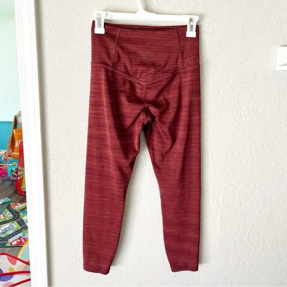 Athleta Leggings Women's Small Elation Textured 7/8 Tights Rust Orange Sporty - Picture 3 of 10